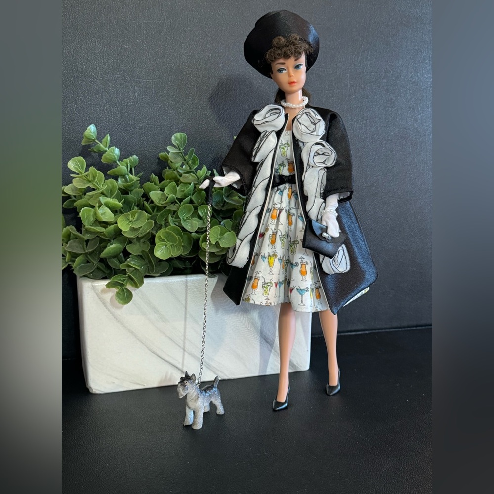 Vintage Barbie Doll Clone Cocktail Party Dress & Coat Clothing Handmade Set